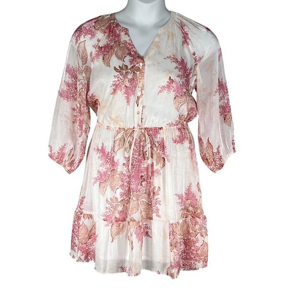 Lauren Conrad Womens M Floral Chiffon Tiered Ruffle Dress Feminine Cottagecore - Picture 2 of 16